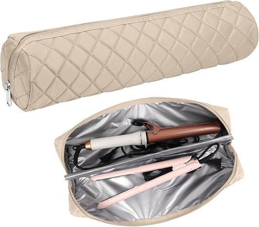 Suafrnut Large Hot Hair Tools Organizer Bag Portable Travel Heat Resistant Storage Case Pouch for Curling Irons, Flat Irons, Hair Straighteners and Styling Tools(17.7" x 3.9")