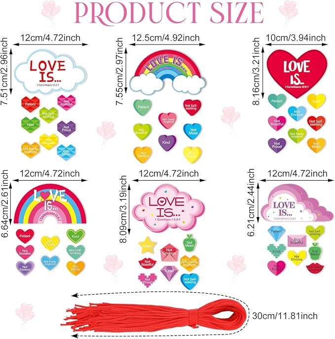 30 Sets Valentine's Day Crafts for Kids DIY Religious Valentines Heart Ornament Craft Kit Make Your Own Inspirational Valentines Gift for Valentine Sunday School Party Favor Game Activities