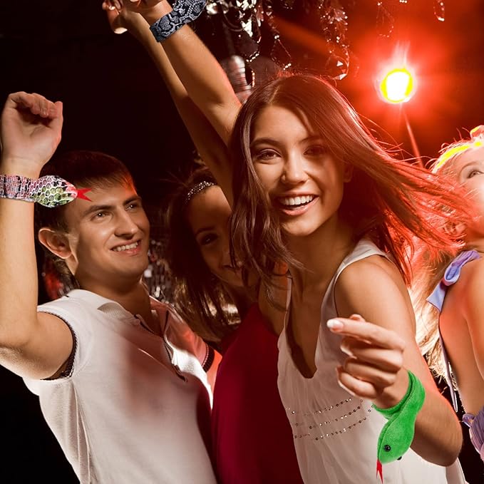 Chivao 10 Pieces Assorted Slap Bracelet Snake Snap Bracelet Sequin Animal Slap Bracelets Cool Halloween Snap Bracelets for Easter Halloween Party Favors