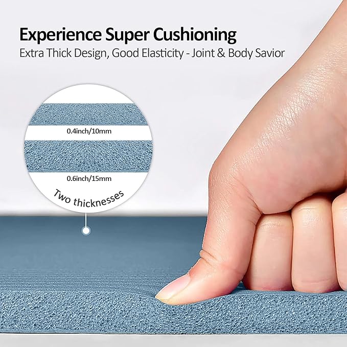 Yoga Mat Non Slip NBR Extra Thick Yoga Mat, 72"L x 32"/24"W x 0.6"/0.4"TH (185cm x 80cm/61cm x 15mm/10mm), Anti-Tear Exercise Mat with Carrying Strap and Bag, Workout Mats for Yoga, Pilates