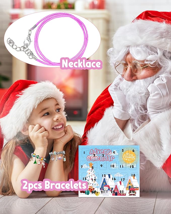 Girls Advent Calendar 2024, Charm Bracelets Making Kit for Kids Christmas Countdown Calendars 24 Days Xmas Jewelry Making Kit for Girls 6-7, Teens Teenagers Girl 8-12 & Women Arts and Crafts Gift Toys