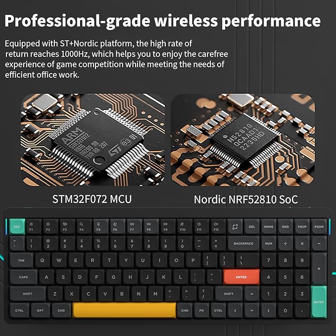 nuphy Air96 V2 Wireless Mechanical Keyboard,100 Keys RGB Backlit Keyboard,Supports Bluetooth 5.1,2.4G and Wired Connection,for PC/Laptop/Windows/Mac -Black Gateron Brown Switch