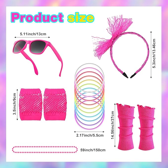80s Outfit for Kids, 80s Costumes Accessories for Kids, 80s Outfits for Girls Cosplay 1980s Theme Retro Party