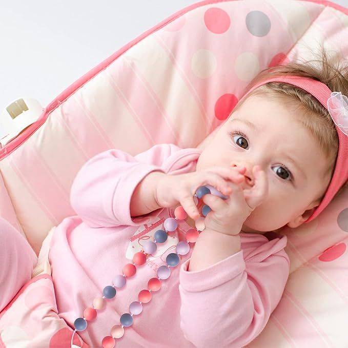 Sensory Necklace Bracelet for Baby - 2Pcs Cute Silicone Teething Jewelry for Kids, Sensory Jewelry Toys Baby Shower Gifts for Kids Infants Baby Boy Girl