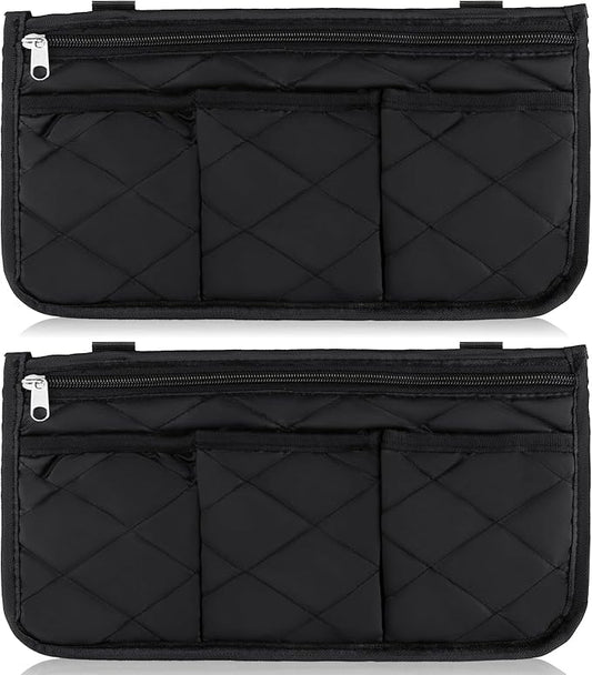 Noverlife 2 Packs Wheelchair Side Bag, Black Walker Bag w/Cup Holder Waterproof Wheelchair Armrest Pouch, Side Storage Pouch Organizer Bag Wheelchair Pouch Side Pocket for Most Seniors Wheelchairs