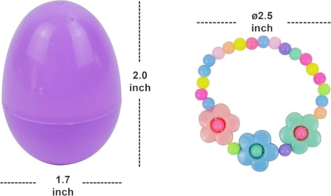 JOYIN 24 Pcs Prefilled Easter Eggs with Different Designs of Bracelets Girls Jewelry Set for Kids Easter Party Favor Easter Basket Stuffer Classroom Exchange and Prize Supplies (Candy)