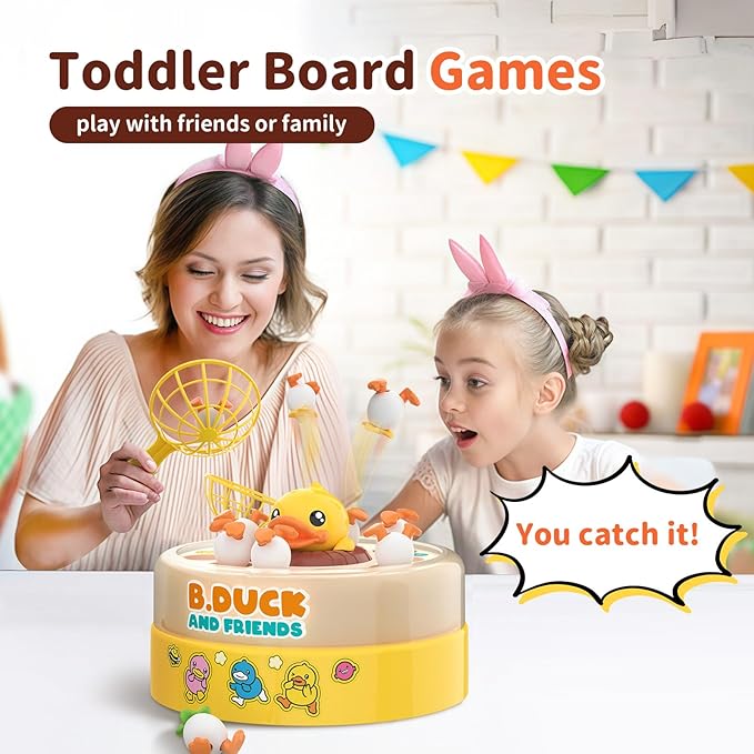 B.Duck Games for Kids Age 4-6, Board Games Bounce and Catch Duck Toys for Kids 4-8, Family Board Games for 5-7 Boys Girls, Birthday Gifts Christmas Party Games for Toddlers 3-5