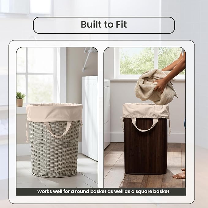 LFH Home Large Premium 100% Cotton Canvas Laundry Bag with Drawstring and Handles Heavy Duty, Multi-Use, and Washable for Home, Travel, College or Storage 28x36 (Pack of 6)-Natural