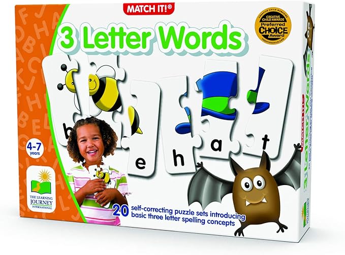 The Learning Journey: Match It! - 3 Letter Words -Spelling Puzzles for Kids Ages 3-5, Learn to Read With Preschool Learning Materials and Learning Games - Award Winning Educational Toys