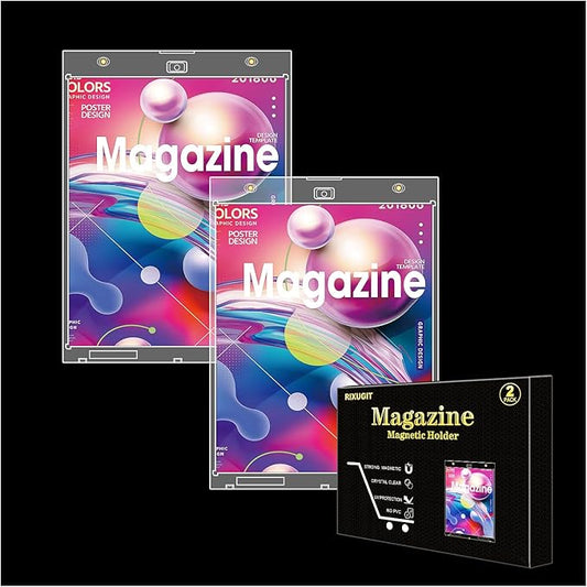 2-Pack Magazine Book Magnetic Holder - One Touch Magazine Magnetic Frame, Magazine Book Display Holders, UV Protection Comic Book Display Case, Premium Wall Mountable Magazine Book Protective Holder