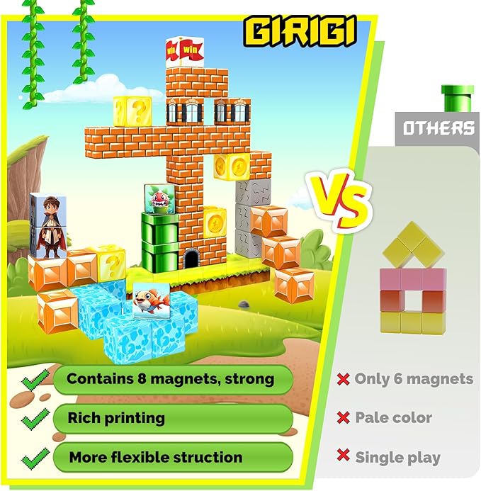 Magnetic Blocks-Building Toys Games Elements,Magnet Toys for Boys & Girls Ages 3-5 5-7 6-8,Creative Montessori Sensory Toys,Fun Birthday Gift for 3+ Years Old