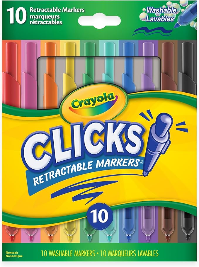 Crayola 10CT SUPERCLICKS,Retractable, Holiday Toys, Gift for Boys and Girls, Kids, Stocking, Arts and Crafts, Gifting