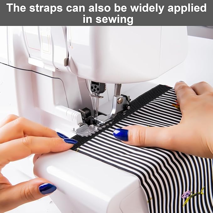 1" x32Ft Hook and Loop Straps with 50 Metal Buckles, Adjustable Fastening Cable Straps, Free Cut Length Cinch Straps, Reusable Nylon Cable Ties for Organizer or Storage, Black