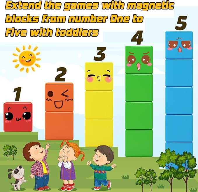 48PCS Magnetic Blocks for Toddlers Toys, Large Magnetic Cube Toys for Sensory STEM Education Preschool Magnet Toys for 3 4 5 6 Year Old Boys and Girls, Compatile with Mine Magnet World