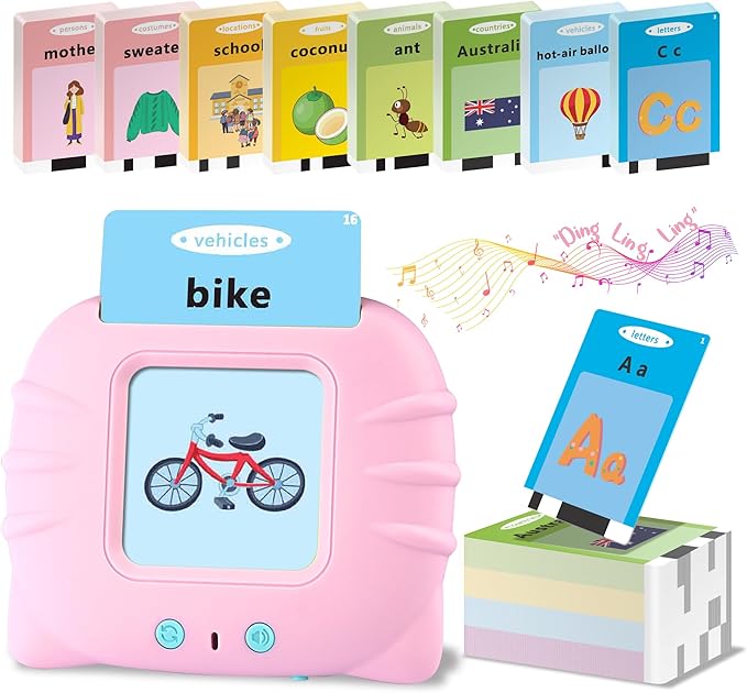 Sensory Toys Montessori Toys for 2 3 4 5 6 Year Old Speech Therapy Materials Autism Toys 192 Cards 384 Sides ABC 123 Sight Words Toddler Toys Educational Learning Toys Talking Flash Cards Girls Gift