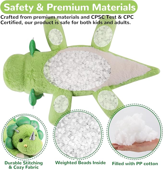 Triceratops Weighted Stuffed Animals - 28 Inch 5.0 Pounds Weighted Plushies Dinosaur Stuffed Animal - Large Dino Plush Pillow - Cute Plush Toy Gifts for Kids & Adults (28" 5.0 lbs)