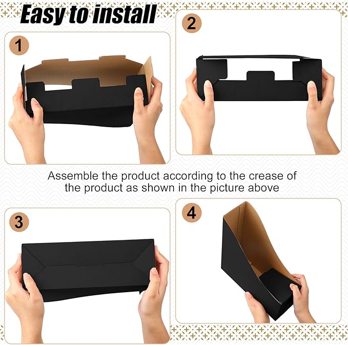 Thenshop 24 Pcs Cardboard Magazine File Holders Magazine Book Bin Box with Label Sticker Paper Organizer Storage Folder for Desk Shelves School Classroom Office Supplies (Classic,Black and White)