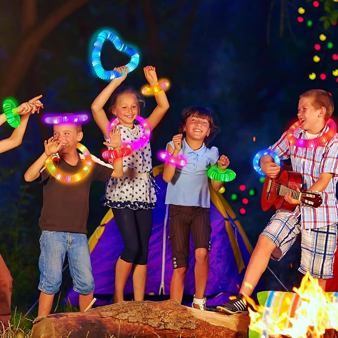 Glow in the Dark Party Favors Supplies for Kids 24 PCS, Valentines Glow Sticks & Neon Glasses for Toddlers, LED Light Up Bracelets Necklace Glasses Accessories Decorations for Birthday Wedding Dance