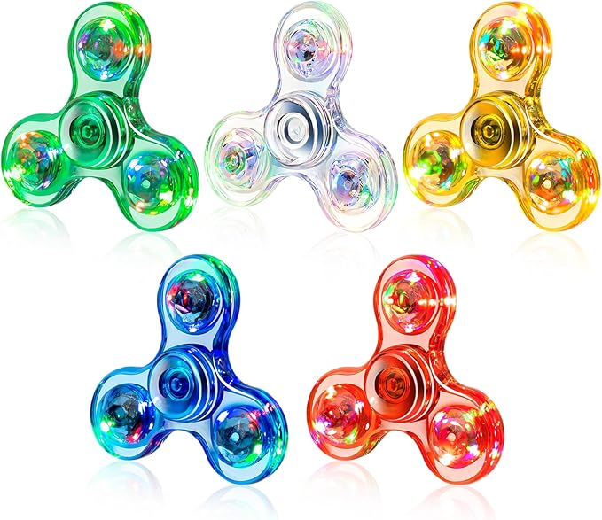 FIGROL 5 Pack Fidget Spinners｜LED Light Up Fidget Spinners for Children｜Party Favors｜Goodie Bag Stuffers Classroom Prizes