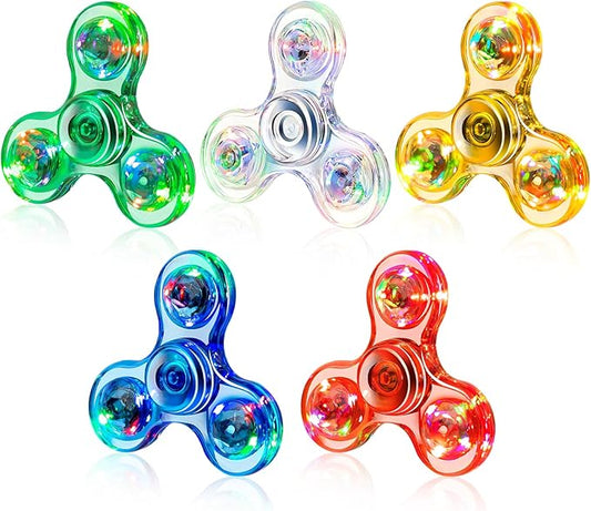 FIGROL 5 Pack Fidget Spinners｜LED Light Up Fidget Spinners for Children｜Party Favors｜Goodie Bag Stuffers Classroom Prizes