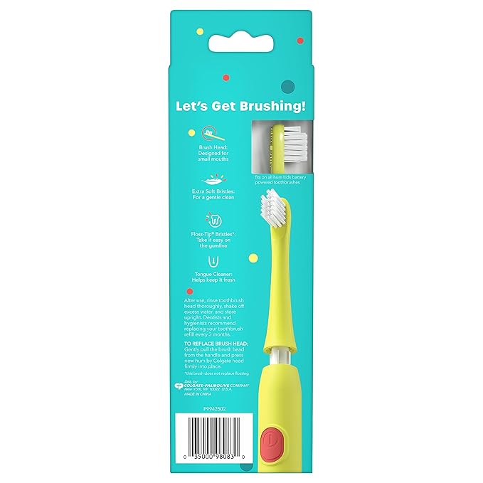 hum by Colgate Kids Toothbrush Refill Heads, Yellow, 2 Pack