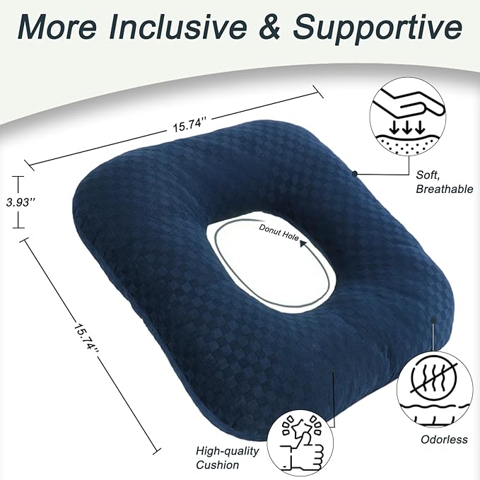 Anti-Slip Wheelchair Cushions, Bed Sore Cushions for Butt, Ergonomic Innovations Orthopedic Donut Pillow, Medical Seat Cushion for Sciatica, Back, Coccyx, Pressure Sore (Blue)