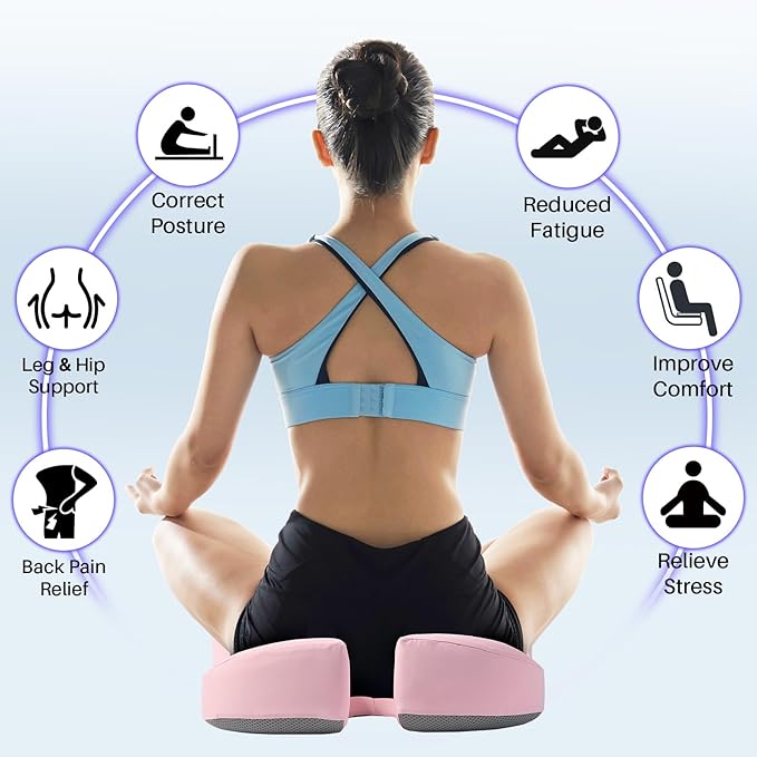 Seat Cushion for Office Chair, Large Thick Seat Cushion for Tailbone Pain Relief, Sciatica & Back Support, Memory Foam Office Chair Cushion for Long Sitting, Coccyx Cushion for Car, Wheelchair (Pink)