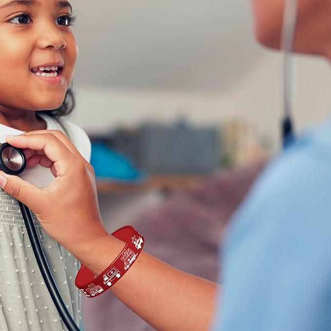 24PCS Ambulance Car Party Rubber Bracelets,Emergency Vehicle Medical Hospital Doctor Nurse Themed Birthday Party Supplies Decorations Gifts Prize Goodie Bag Favors Ambulance Car Silicone Wristbands