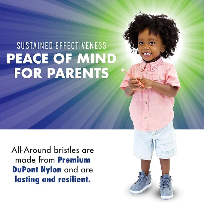 Brilliant Oral Care Child Toothbrush with Soft Bristles and Round Head, for a Kid Approved, Easy to Use All-Around Clean Mouth, Ages 2-5 Years, Lime, 3 Pack