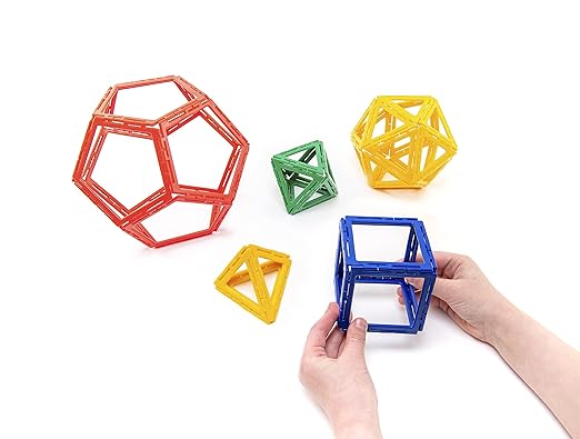 Polydron Kids Frameworks Platonic Solids Set in Multicolored - Geometry Educational Construction Toy Building Kit - 6+ Years - 50 Pieces