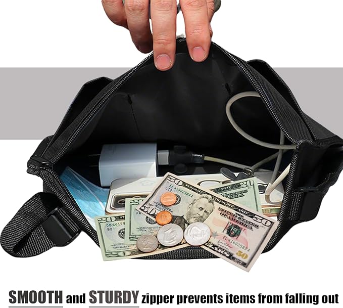 Wheelchair Side Bag with Cup Holder Wheelchair Accessories Armrest Bags Storage Pouch for Wheelchair/Rollator/Walker/Electric Scooter Ideal Elderly Accessories & Gift (Water Proof)