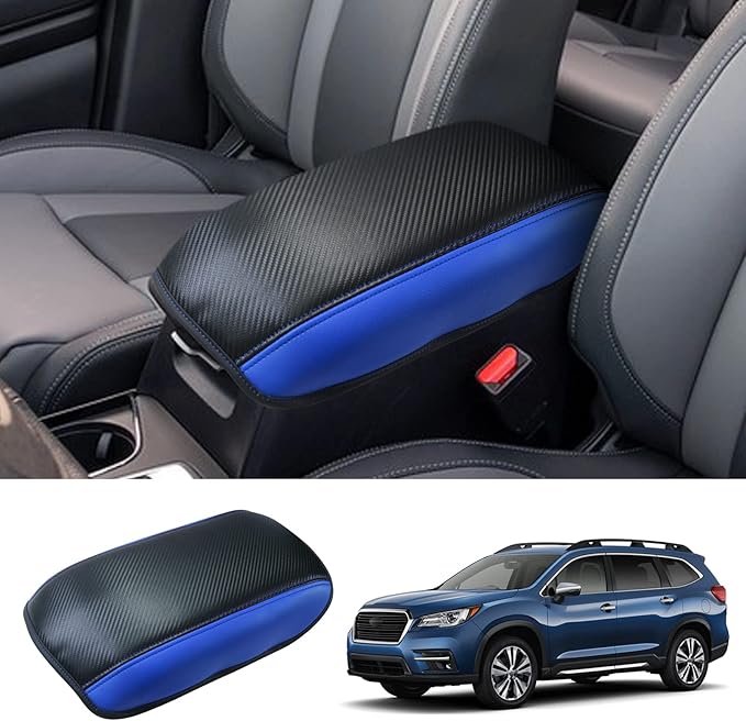 Coleya 2019-2025 2026 Ascent Center Console Cover for Subaru Ascent (Premium/Onyx Edition/Limited/Bronze Edition/Touring), Waterproof&Anti-Scratch Leather Armrest Cover 2025 Ascent Accessories (Blue)