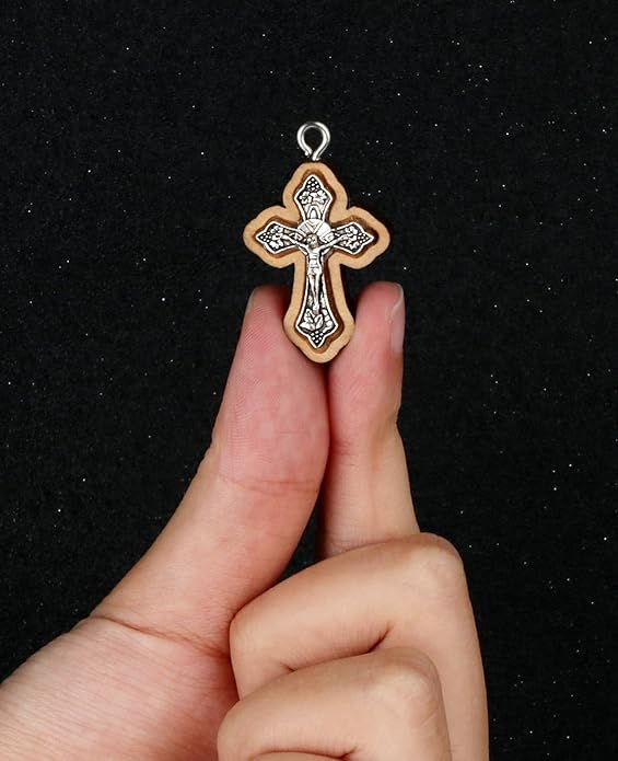 COTTVOTT Wooden Christian Jesus Cross/Orthodox Crucifix Charms Pendants for Rosary Necklace, DIY Jewelry Making Accessories Parts