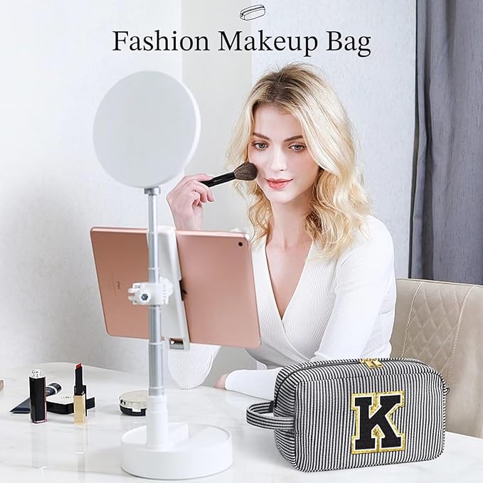 YOOLIFE Gifts for Women Teen Girls Kids - Initial Makeup Bag Cosmetic Bag Toiletry Pouch, Personalized Birthday Gifts for Women Girls Mom Daughter Sister Friends, Black M