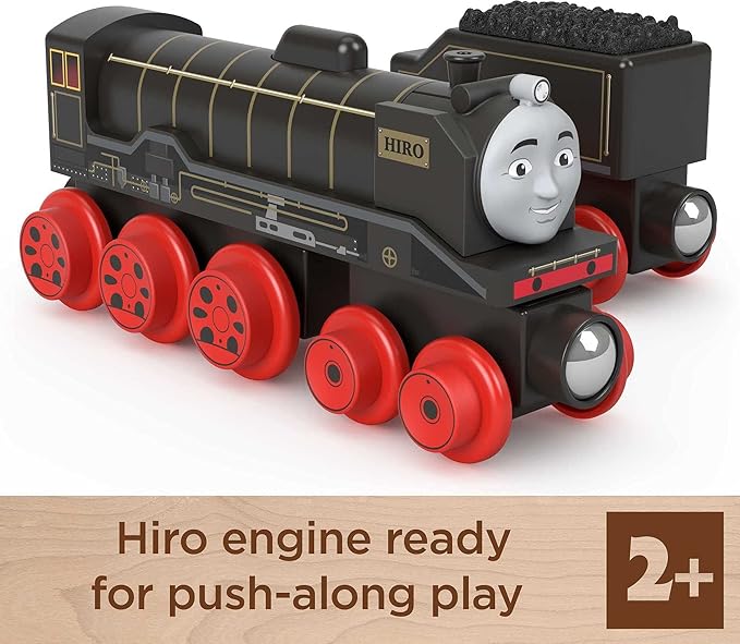 Thomas & Friends Wooden Railway Toy Train Hiro Push-Along Wood Engine & Coal Car for Toddlers & Preschool Kids Ages 2+ Years (Amazon Exclusive)