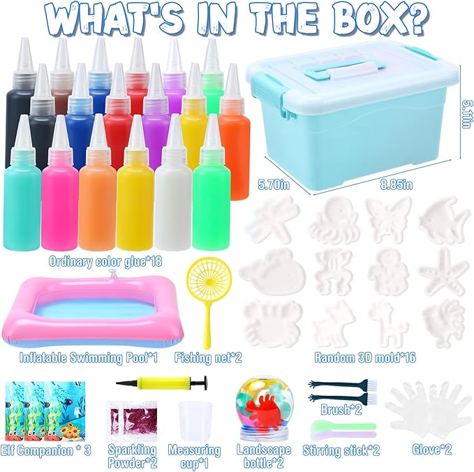 Aqua Fairy Water Gel Kit for Kids,Creative Magic Water Elf with 18 Colors Gel and 16 Shape Molds,Christmas Birthday Gifts, Party Favors, Arts & Crafts DIY STEM Kits for Boys Girls (18 Color)