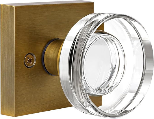 coolnews Crystal Door Knobs Antique Brass Door Knob Passage Door Knobs Interior, Old Style Glass Door Knob Square Vintage Door Handle for Hallway Pantry Closet