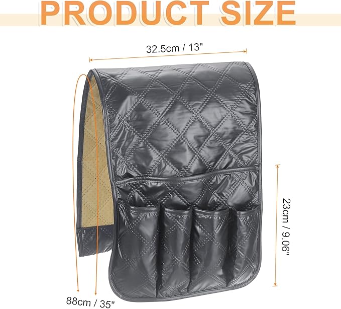 uxcell 1 Pcs Recliner Armchair Caddy, Couch Armrest Organizer with 5 Pockets for Bedside Sofa Remote Control Holder Magazine Phone Book Glasses (Gray, 35"x13")