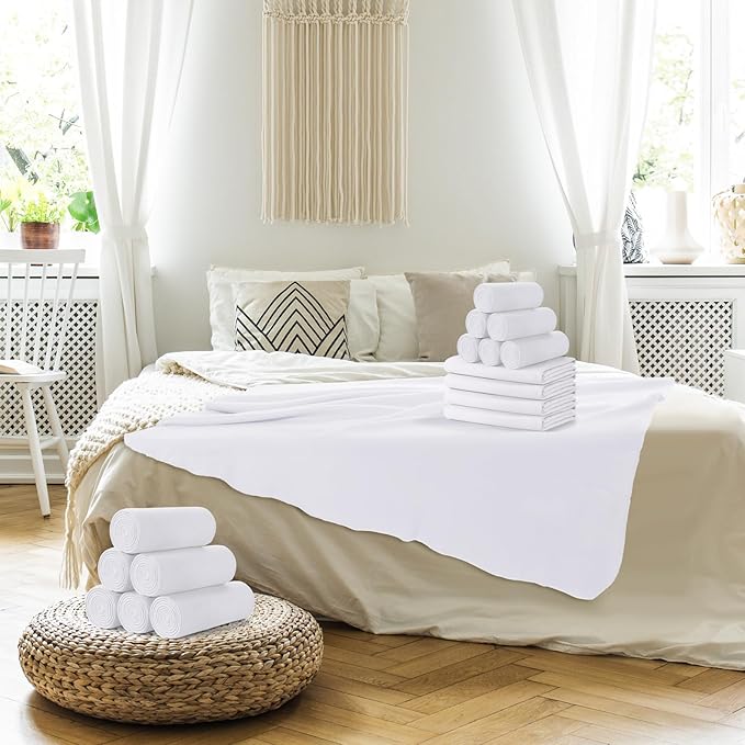 Buryeah 10 Pcs Fleece Blanket Bulk Soft Warm Fleece Blankets Cozy Lightweight Throw Blankets Plush Pet Throw Blanket for Home Bed Sofa Office Wedding Gifts Travel(50" X 60",White)