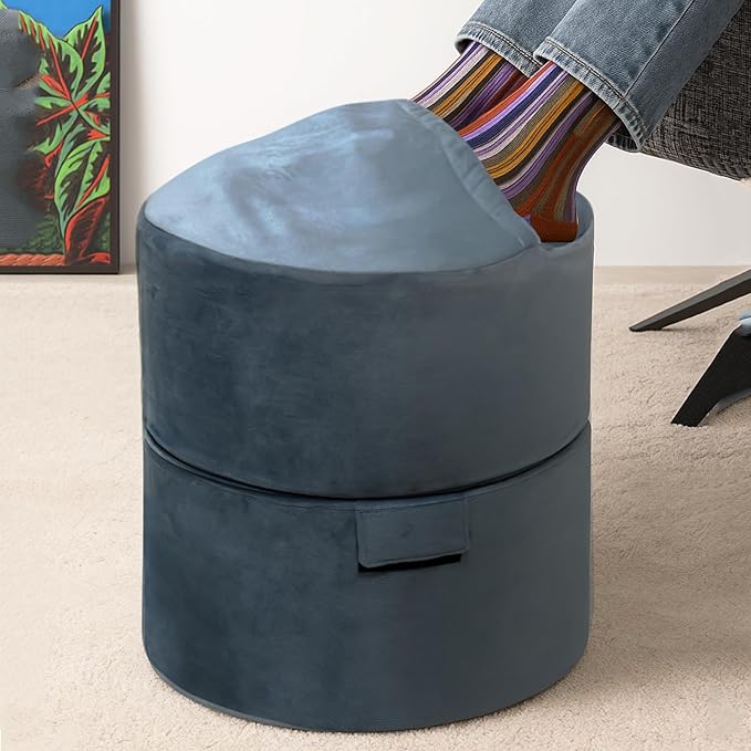 Eiury Foot Rest for Under Desk at Work – Extra Tall 2-Layer Adjustable Leg Support with Cozy Foot Pocket, High-Density Foam & Washable Dutch Velvet Cover for Short People, Office, Home & Gaming