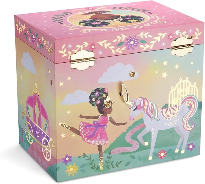 Jewelkeeper Ballerina Music Box & Little Girls Jewelry Set - 3 Ballerina Gifts for Girls - Little Queen Design - Ballerina Jewelry Box