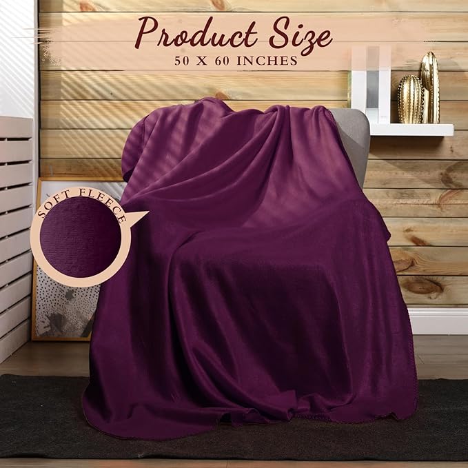 Buryeah 10 Pcs Fleece Blanket Bulk Soft Warm Fleece Blankets Cozy Lightweight Throw Blankets Plush Pet Throw Blanket for Home Bed Sofa Office Wedding Gifts Travel(50" X 60",Purple)