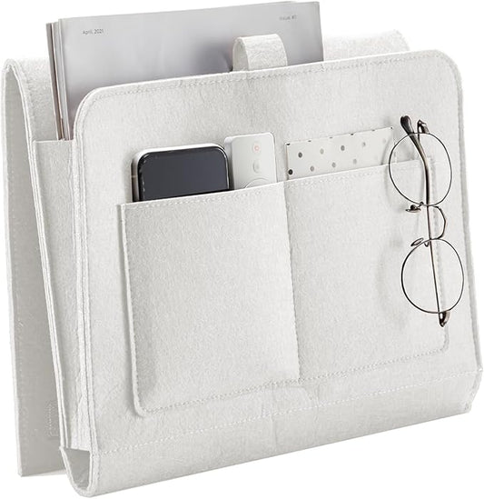 YOUDENOVA Bedside Caddy, Bedside Storage Caddy, Bedside Organizer for Dorm Room, Bunk Bed, Beige