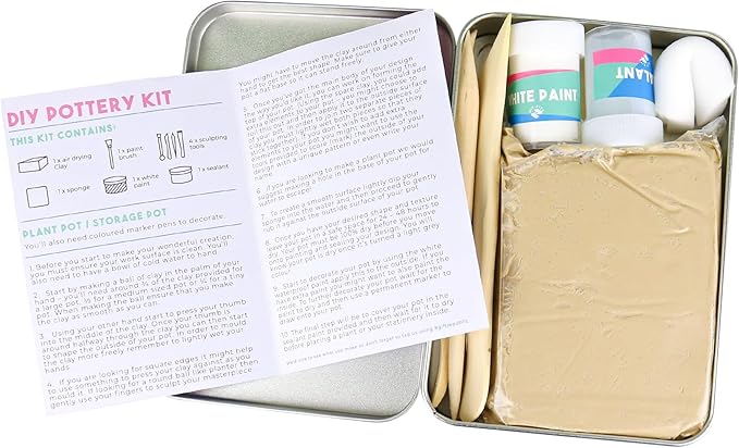 Gift Republic Pottery Kit Beginners Pottery Craft Set Clay Pottery Gift Fun Home Made Craft Project Kids Teens Adults Sculpting Tool Set Gift Tin