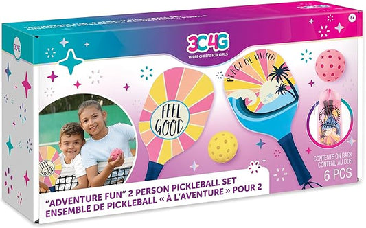 3C4G: Adventure Fun: 2 Person Pickleball Set - Play Pickleball Anywhere Your Heart Desires, Drawstring Dag Included, Make It Real, Three Cheers For Girls, Tween & Girls, Kids Ages 8+