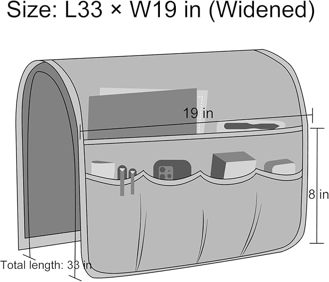 Sofa Armrest Organizer, Remote Control Holder for Recliner Couch, Arm Chair Caddy with 6 Pockets for Magazine, Tablet, Phone, iPad