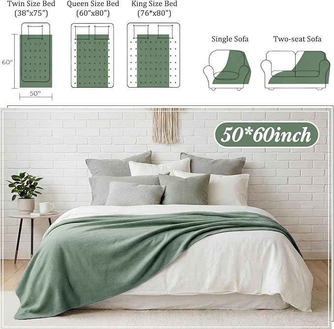 Kinlop Fleece Blanket Bulk 60 x 50 Inch Soft Lightweight Fleece Cozy Blanket Warm Throw Plush Pet Throw for Bed Couch Sofa Home Office Wedding Gifts Travel Camping(Gray Green,40 Packs)