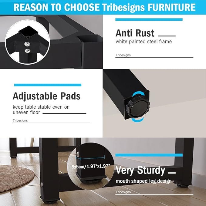 Tribesigns Computer Desk, 47 inch Modern Simple Office Desk Computer Table Study Writing Desk for Home Office, Black