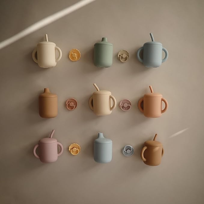 mushie 100% Silicone Training Cup & Straw for Toddlers | 6 Months+ (Blush)