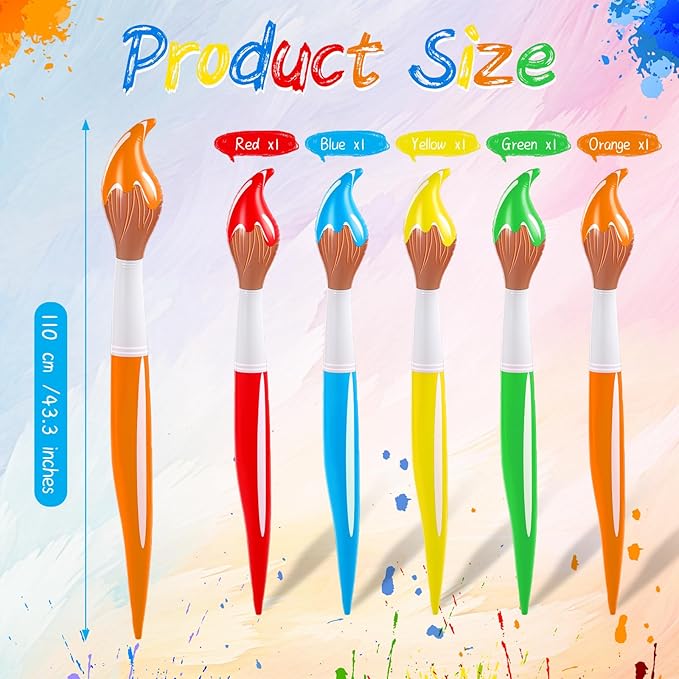 5 Pcs 43.3 Inch Giant Inflatable Paint Brushes Large Colored Blow up Paint Brushes Paintbrush Balloons Prop Kit for Back to School Inflatable Decorations Birthday Party Favor